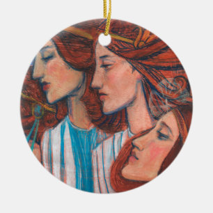 Adorno De Cerámica Angels Art Nouveau Ginger Auburn Red Hair Women