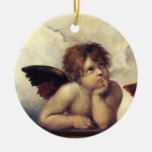 Adorno De Cerámica ANGELS / Cherubs alados, nubes Raffaello Sanzio C (Frente)