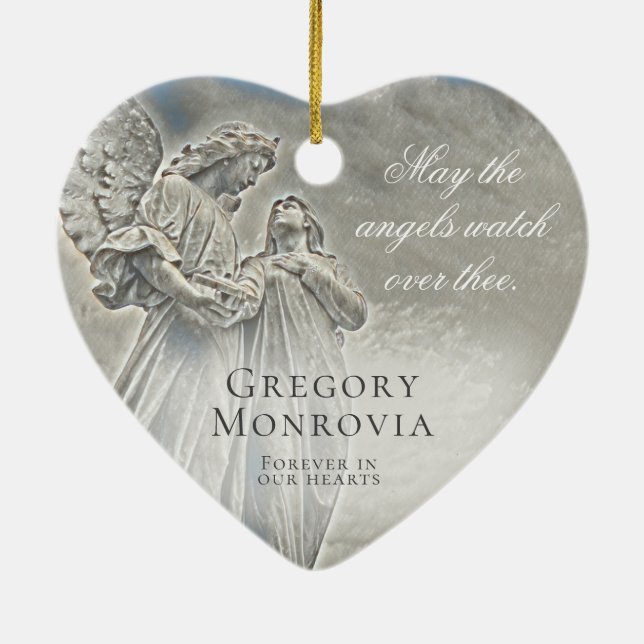 Adorno De Cerámica Angels conmemorativos personalizados vigilan (Atrás)