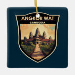 Adorno De Cerámica Angkor Wat Cambodia Travel Art Vintage<br><div class="desc">Obra vectorial Angkor Wat. Angkor Wat es un complejo de templos en Camboya que ha sido considerada la estructura religiosa más grande del mundo por Guinness World Records. Se encuentra en la antigua capital jemer de Angkor,  al norte de Camboya.</div>