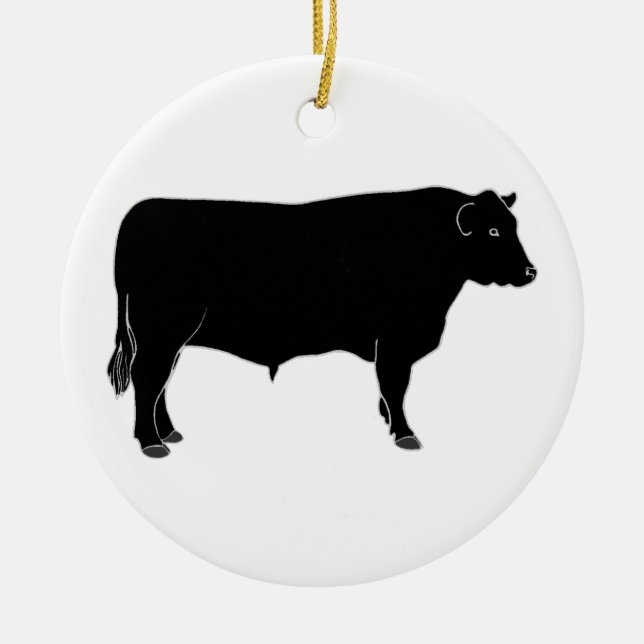 Adorno De Cerámica Angus negro Bull (Frente)