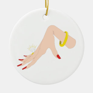 Adorno De Cerámica Anillo de mano de compromiso