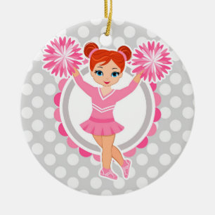 Adorno De Cerámica Animador rosa Redhead - Alegre lindo