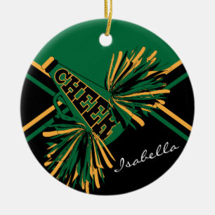Adorno De Cerámica Animadora - verde, negro y oro