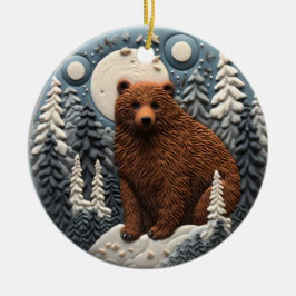 Adorno De Cerámica Animal de Chirstmas de Oso 3D