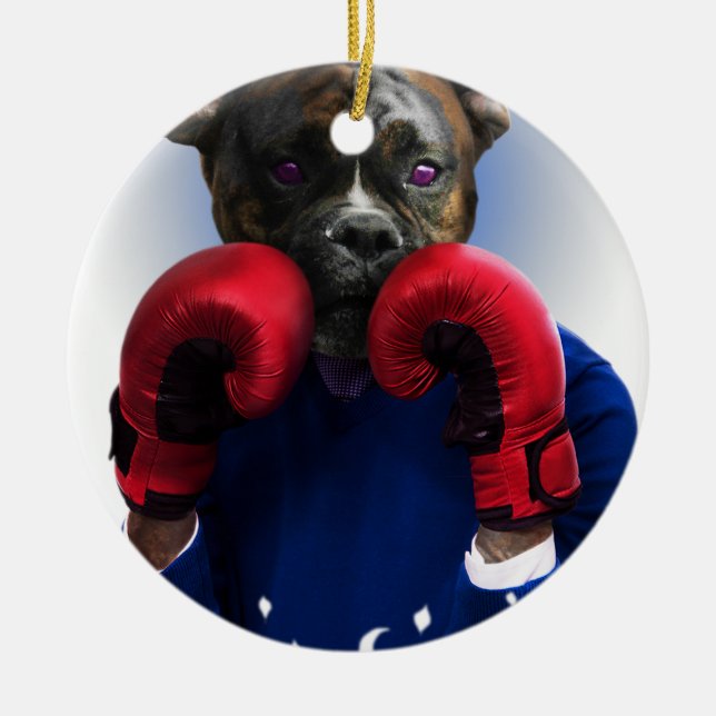 Adorno De Cerámica Animal de la diversión del boxeador del perro de (Frente)