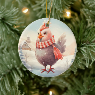 Adorno De Cerámica Animal de pollo de granja, regalo de amante de la 