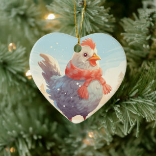 Adorno De Cerámica Animal de pollo de granja, regalo de amante de la 