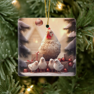 Adorno De Cerámica Animal de pollo de granja, regalo de amante de la