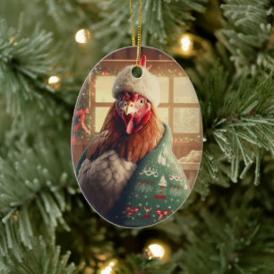 Adorno De Cerámica Animal de pollo de granja, regalo de amante de la