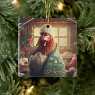 Adorno De Cerámica Animal de pollo de granja, regalo de amante de la