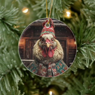 Adorno De Cerámica Animal de pollo de granja, regalo de amante de la