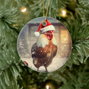 Adorno De Cerámica Animal de pollo de granja, regalo de amante de la 