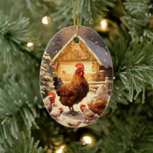Adorno De Cerámica Animal de pollo de granja, regalo de amante de la