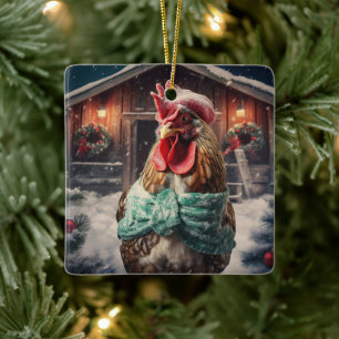 Adorno De Cerámica Animal de pollo de granja, regalo de amante de la 