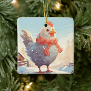 Adorno De Cerámica Animal de pollo de granja, regalo de amante de la