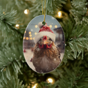 Adorno De Cerámica Animal de pollo de granja, regalo de amante de la 