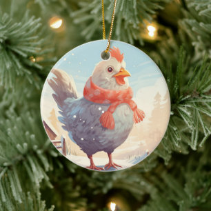 Adorno De Cerámica Animal de pollo de granja, regalo de amante de la 