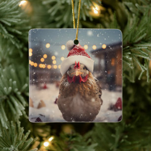 Adorno De Cerámica Animal de pollo de granja, regalo de amante de la 