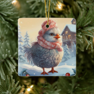 Adorno De Cerámica Animal de pollo de granja, regalo de amante de la 