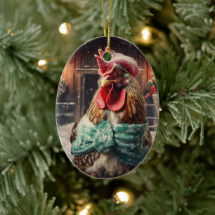 Adorno De Cerámica Animal de pollo de granja, regalo de amante de la 