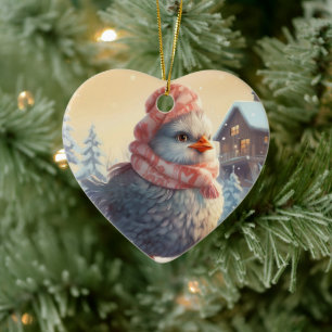 Adorno De Cerámica Animal de pollo de granja, regalo de amante de la 