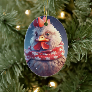Adorno De Cerámica Animal de pollo de granja, regalo de amante de la 