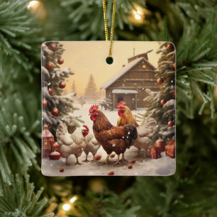 Adorno De Cerámica Animal de pollo de granja, regalo de amante de la