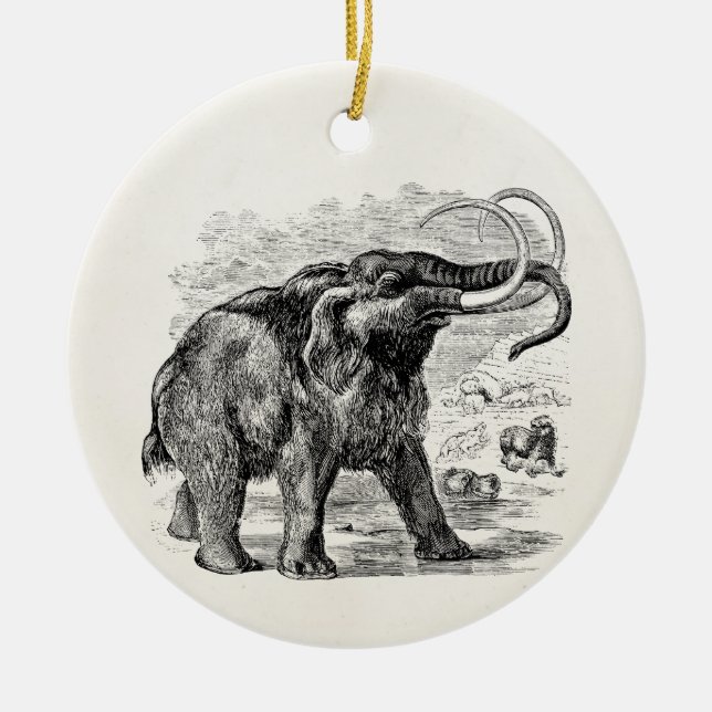 Adorno De Cerámica Animal extinto personalizado del mamut lanoso del (Frente)