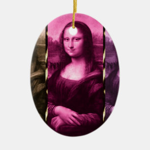 Adorno De Cerámica Animal Mona Lisa Imprimir Chocolate Púrpura Rosa