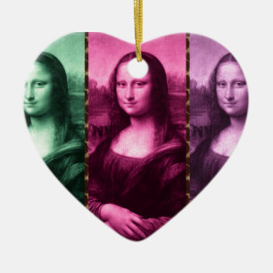 Adorno De Cerámica Animal Mona Lisa Imprimir púrpura rosa verde