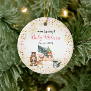 Adorno De Cerámica Animal rosa que esperamos que los padres pinten