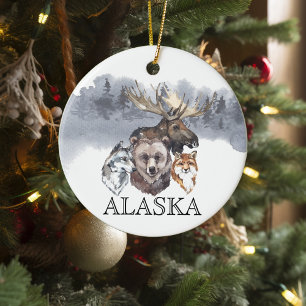 Adorno De Cerámica Animales de Alaska Oso Lobo Alce