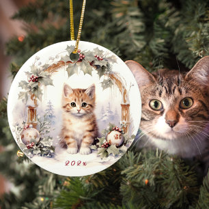 Adorno De Cerámica Animales de gatito de gatito de Navidades curados