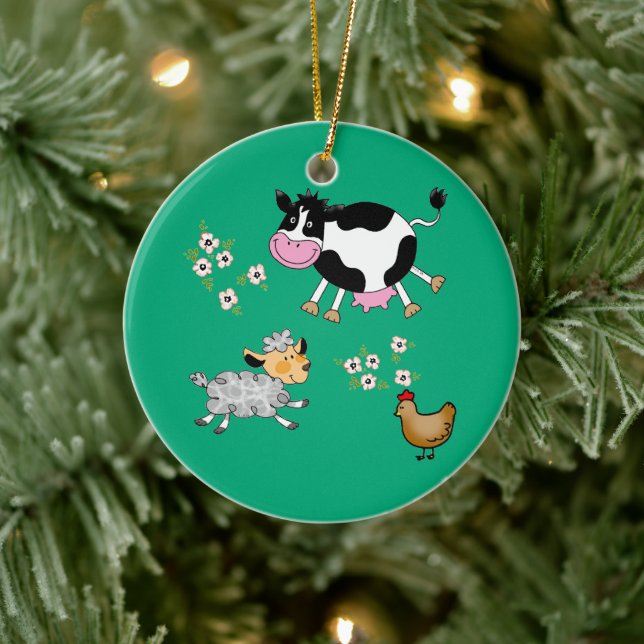 Adorno De Cerámica animales de granja (Árbol)