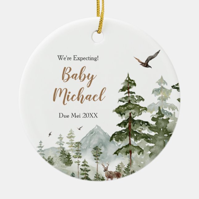 Adorno De Cerámica Animales de invierno de Woodland esperábamos padre (Frente)