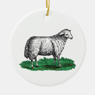 Adorno De Cerámica Animales de la granja de ovejas de la época C