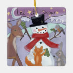 Adorno De Cerámica Animales de Snowman y Woodland<br><div class="desc">En un rincón tranquilo del bosque, unos cuantos animales de bosque estaban afuera y disfrutando del clima nevado. Los copos de nieve caían suavemente y todo estaba cubierto por una gruesa capa de nieve. De repente, una idea golpeó a los animales: decidieron construir un muñeco de nieve. Los animales trabajaron...</div>
