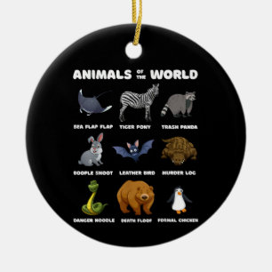 Adorno De Cerámica Animales Del Mundo Regalo Memes Divertidos Raros D