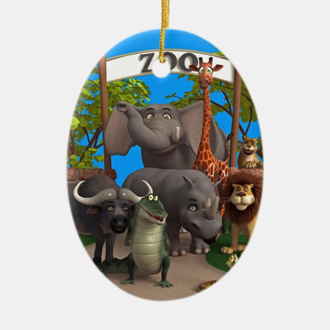 Adorno De Cerámica Animales en el parque zoológico (Frente)