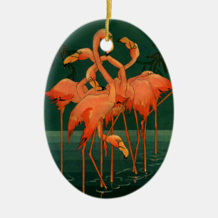 Adorno De Cerámica Animales Salvajes Antiguos Aves, Flamencos Rosados