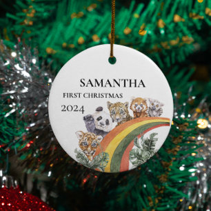 Adorno De Cerámica Animales Salvajes Lindos de la Jungla Arcoíris Pri