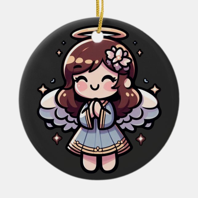 Adorno De Cerámica Anime Angel - angélico, kawaii, (Frente)