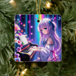 Adorno De Cerámica Anime Chica jugando a Navidades personalizados de