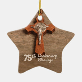Adorno De Cerámica Aniversario 75 de Ordenación del Sacerdote Rosa y