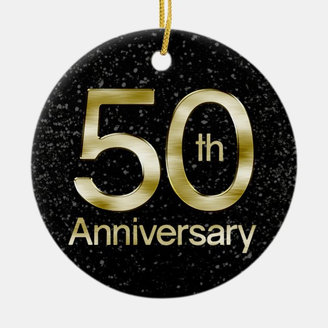 Adorno De Cerámica Aniversario atractivo del oro 50.o (Frente)