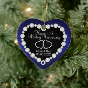 Adorno De Cerámica Aniversario boda   Azul saphirre   DIY Textos