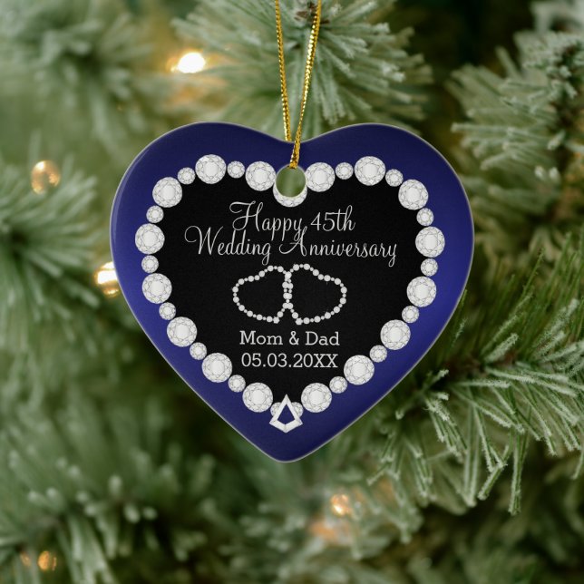 Adorno De Cerámica Aniversario boda | Azul saphirre | DIY Textos (Árbol)