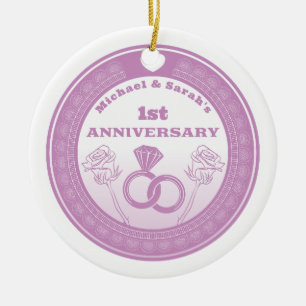 Adorno De Cerámica aniversario boda Lace mire cambiar el año