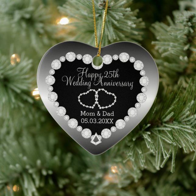Adorno De Cerámica Aniversario boda | Plata | DIY Textos (Árbol)